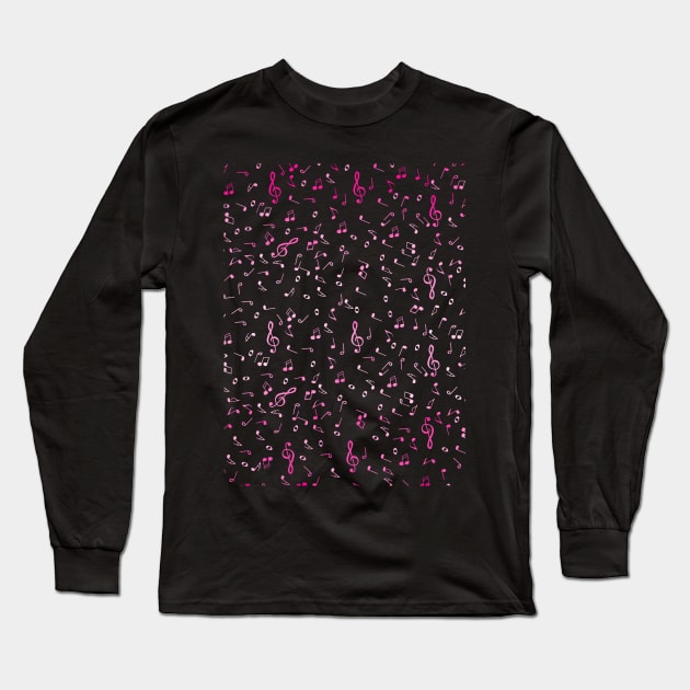 Pink Gradient Music Notes Long Sleeve T-Shirt by Art by Deborah Camp